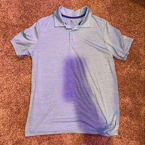 blue polo shirt